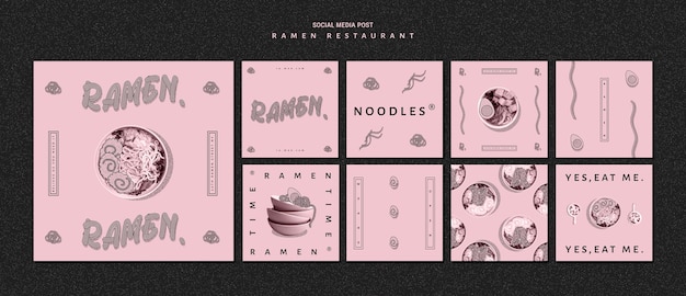 Ristorante per post sui social media di ramen