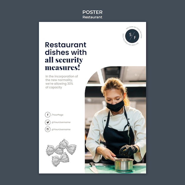 PSD gratuito modello di poster di sicurezza del ristorante