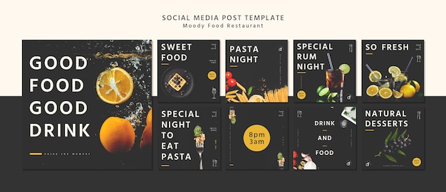 Modello di post ristorante social media