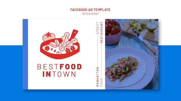 Restaurant social media promo template with food – Free PSD download