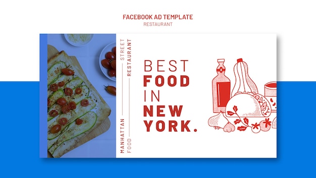 Restaurant social media promo template with food