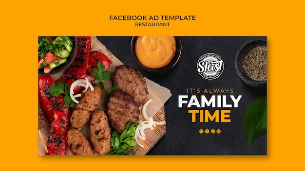 Restaurant social media promo template with leaves design