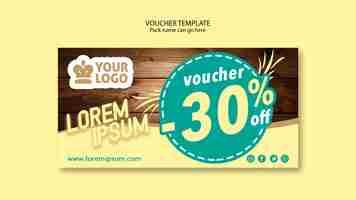 Free PSD restaurant voucher template with sales