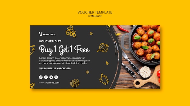 Free PSD restaurant voucher template
