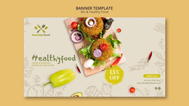 Restaurant with healthy food banner template