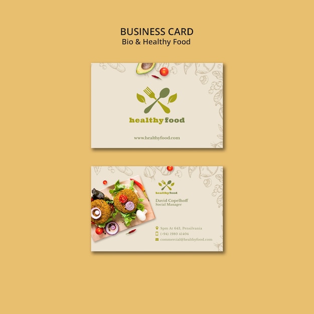 Restaurant with healthy food business card template