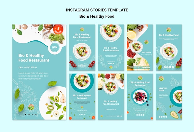 Free PSD restaurant with healthy food instagram stories