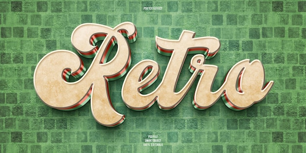 Free PSD retro 3d editable text effect