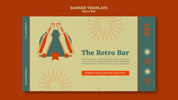 Retro bar banner design template