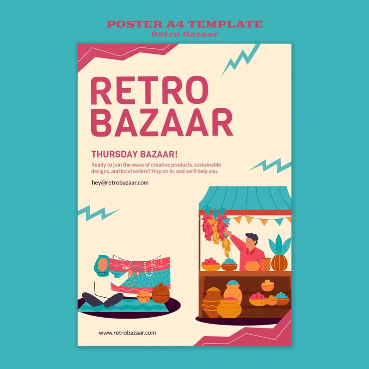 Free PSD retro bazaar print template