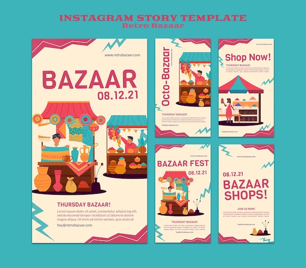 Retro bazaar social media stories