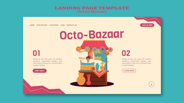 Free PSD retro bazaar web template