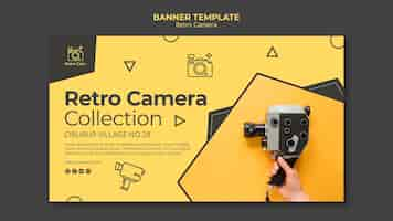 PSD gratuito concetto di banner fotocamera retrò