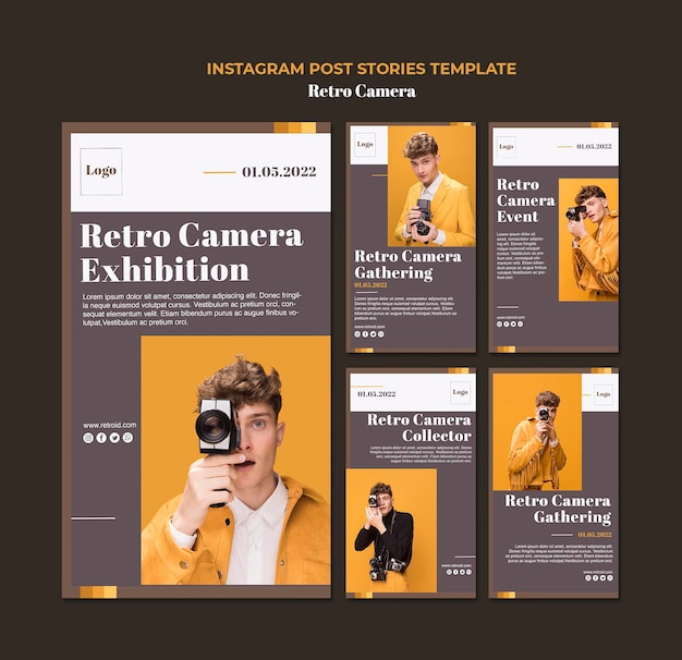 Retro camera instagram stories template