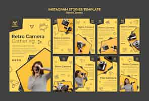 PSD gratuito storie di instagram fotocamera retrò