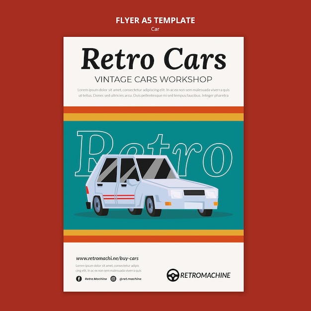 Retro cars workshop flyer template