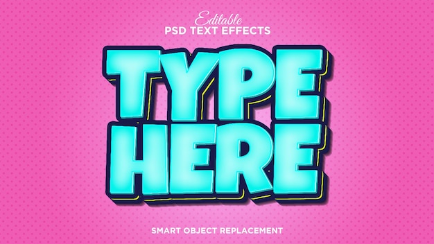 Free PSD retro cartoon text effect with fancy color