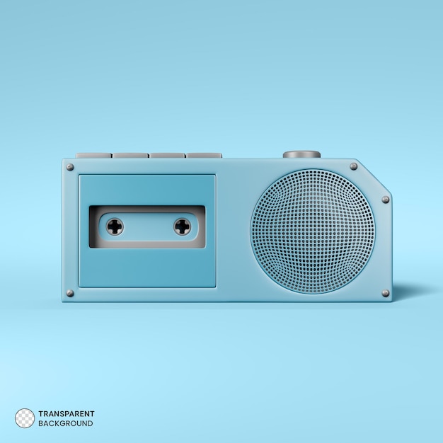 Retro cassette tape icon Isolated 3d render