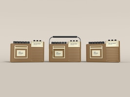 Retro cassette tape recorder branding mockup