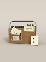 Retro cassette tape recorder branding mockup