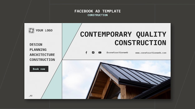 Free PSD retro construction project facebook template