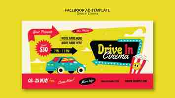 Free PSD retro drive in cinema facebook template