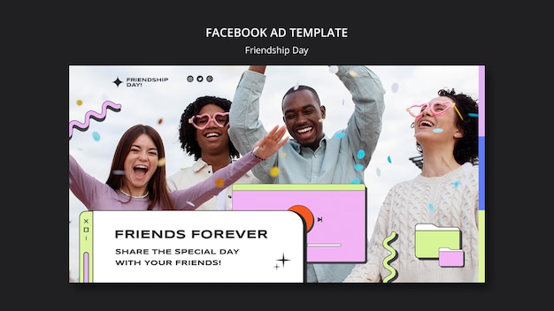 無料PSD レトロな友情の日の facebook テンプレート