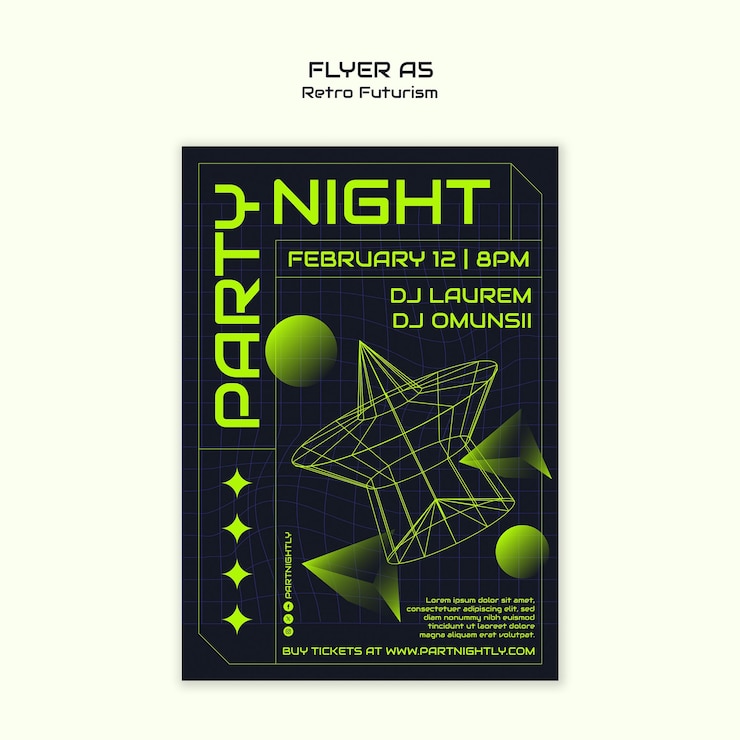 Free PSD retro futurism flyer template design