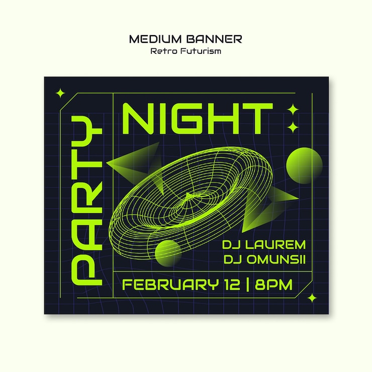 Free PSD retro futurism medium banner template design