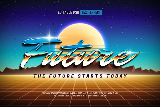 PSD gratuito effetto testo retro futuristico pop anni '80