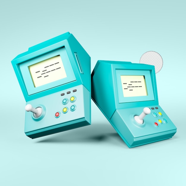 Retro gaming console Icon Isolated 3d render Illustration