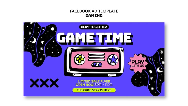 Free PSD retro gaming  facebook template