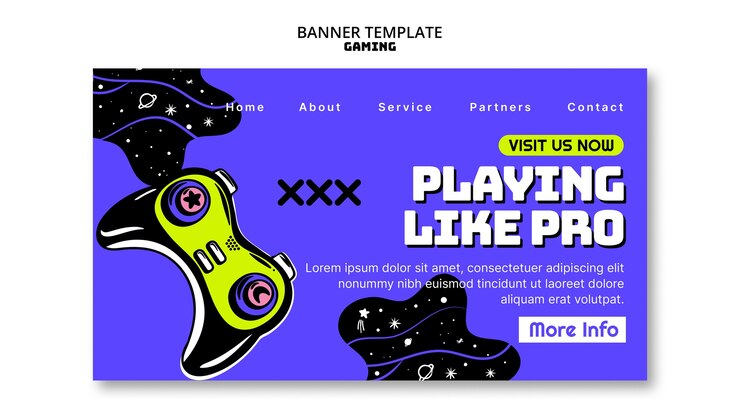 Free PSD retro gaming  landing page template