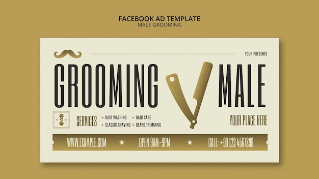 Free PSD retro male gooming facebook template