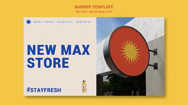 Free PSD retro-maximalist horizontal banner