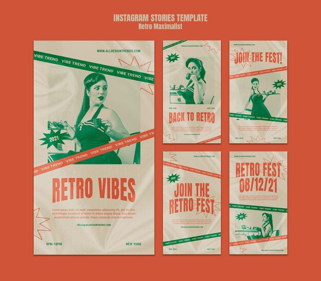 Free PSD retro maximalist instagram stories template