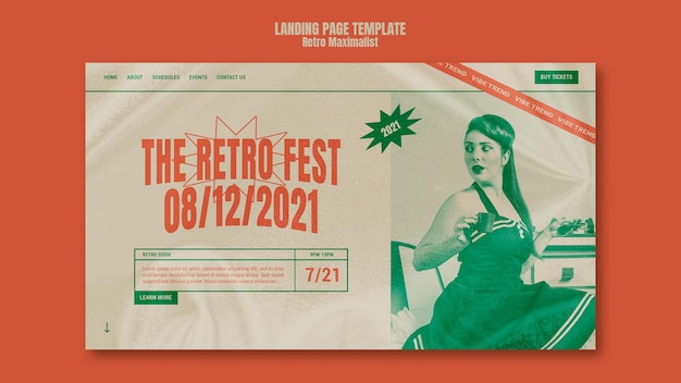 Free PSD retro maximalist landing page template