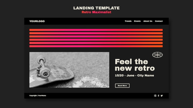 Free PSD retro maximalist landing page template