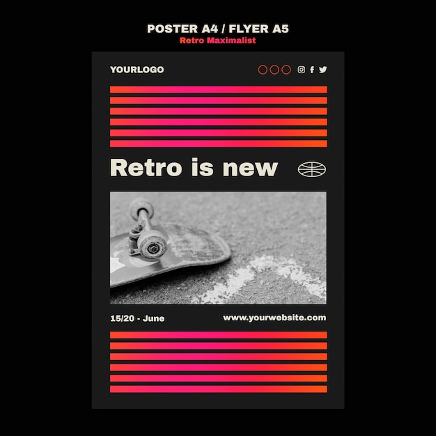 Free PSD retro maximalist print template