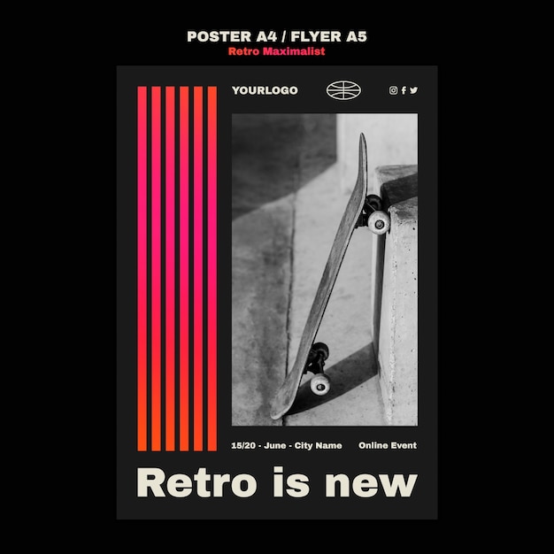 Free PSD retro maximalist print template