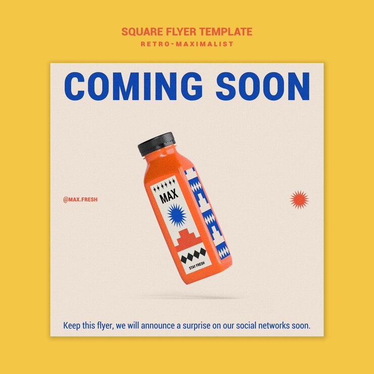 Free PSD retro-maximalist squared flyer