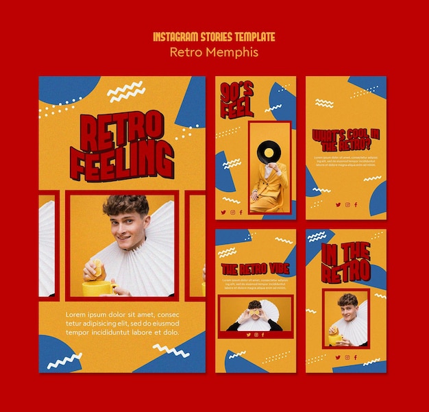 Free PSD retro memphis instagram stories