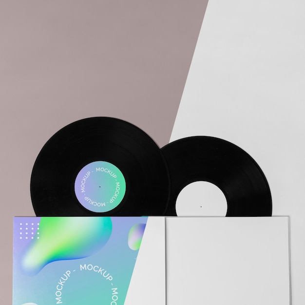 Retro mock-up vinyl disk abstract packaging Free Psd