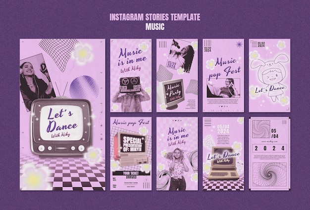 Free PSD retro music fest  instagram stories