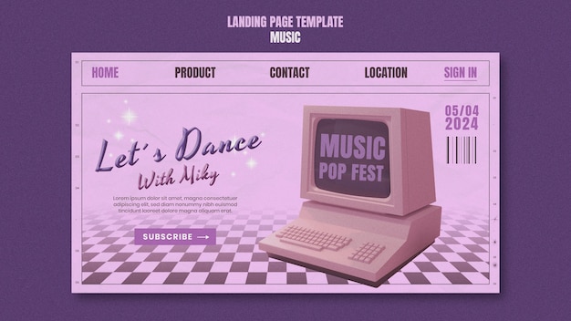 Free PSD retro music fest landing page template