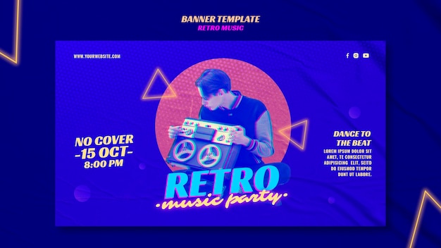 Free PSD retro music party banner template