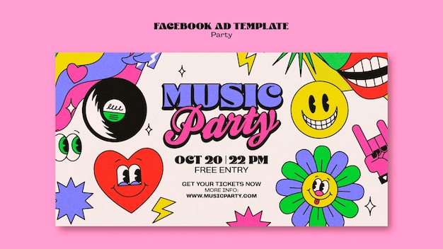 Free PSD retro music party facebook template