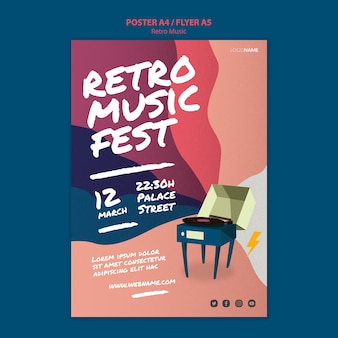 Retro music poster design Free Psd