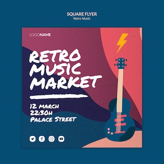 Retro music square flyer template