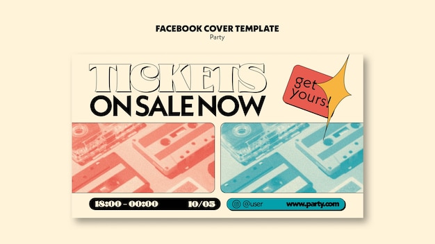 Retro party facebook cover template